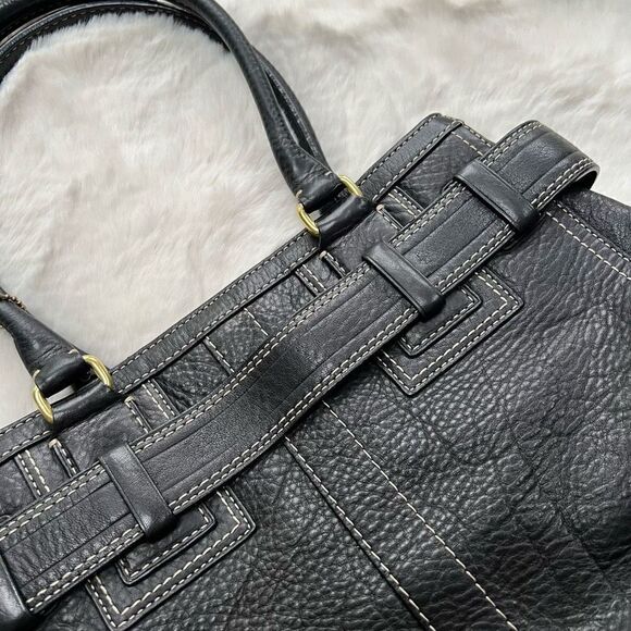 Vintage Coach Bag Y2K Black Leather Gold Hardware Top Handle Handbag Purse - Picture 9 of 11